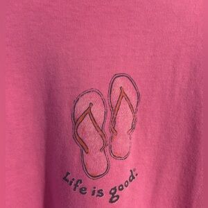 Life Is Good Women’s Short Sleeve T-Shirt Crew Neck XXL “Flip Flops” Pink